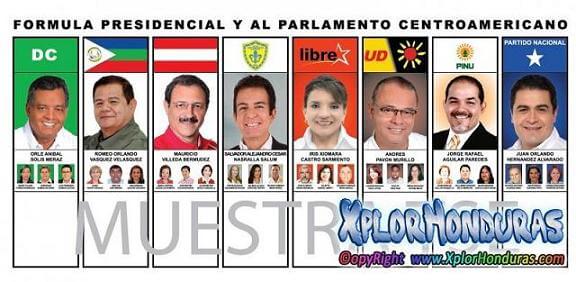 Papeleta Presidencial Elecciones Generales de Honduras 2013